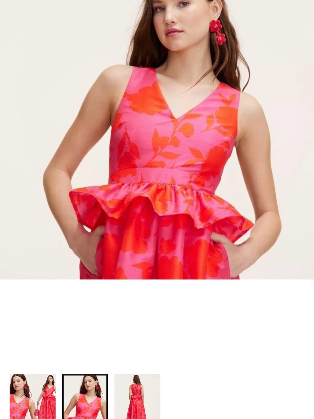 kate spade Pink and Red Floral Peplum Midi Dress Target NWOT